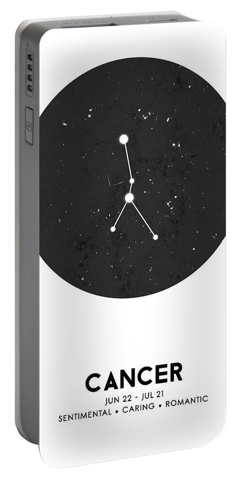 Cancer Portable Battery Charger featuring the mixed media Cancer Poster - Zodiac Sign Print - Zodiac Poster - Cancer Print - Night Sky - Stars - Cancer Traits by Studio Grafiikka
