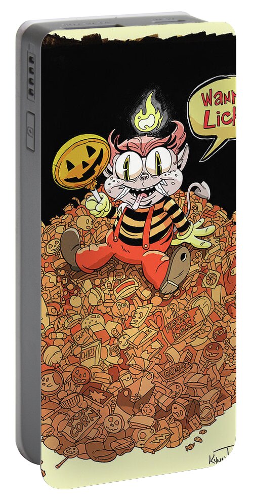 Halloween Portable Battery Charger featuring the digital art Candy Theif by Kynn Peterkin