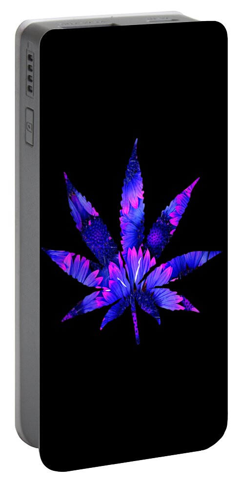 Weed Leaf Portable Battery Charger featuring the digital art Cannabis Rainbow Design 106 by Lin Watchorn