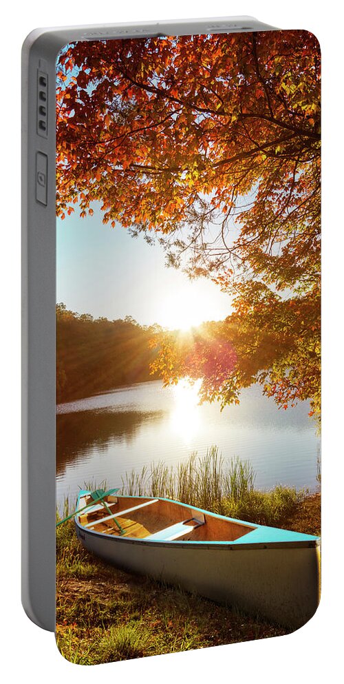 Benton Portable Battery Charger featuring the photograph Canoe by Debra and Dave Vanderlaan
