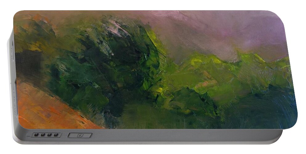 Landscape Portable Battery Charger featuring the painting Canyon of Mists by Suzy Norris