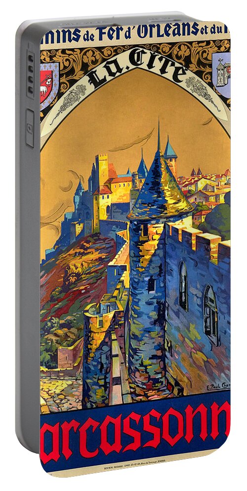 Carcassonne Portable Battery Charger featuring the digital art Carcassonne by Long Shot