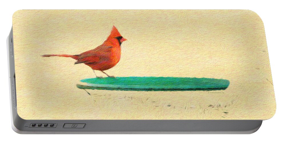 Cardinal Portable Battery Charger featuring the photograph Cardinal Red Bird by Diane Lindon Coy