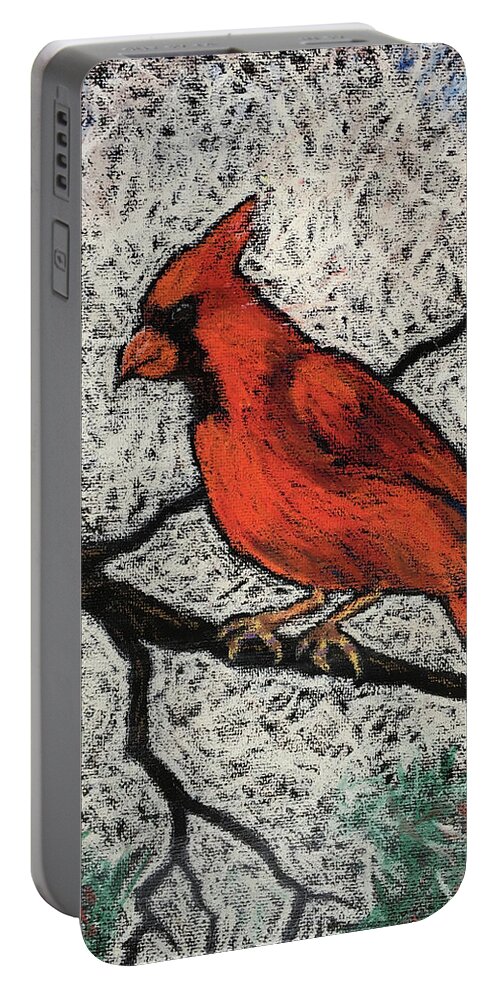 Cardinal Portable Battery Charger featuring the painting Cardinal Red by Karla Beatty