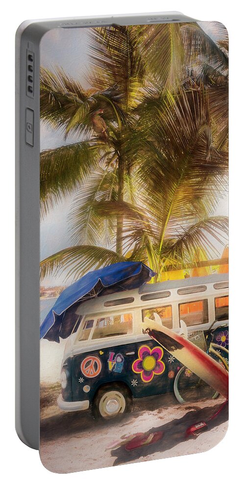 African Portable Battery Charger featuring the photograph Caribbean Island Surf Mood Oil Painting by Debra and Dave Vanderlaan
