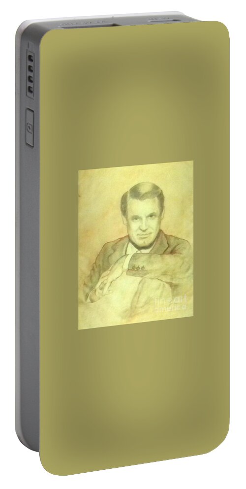 Cary Grant Sketch Portable Battery Charger featuring the drawing Cary Grant by Jordana Sands