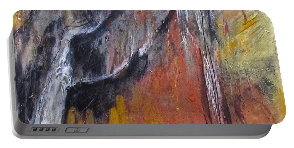 Metallic Portable Battery Charger featuring the painting Cascades by Barbara O'Toole