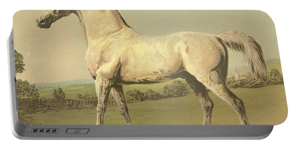 White Portable Battery Charger featuring the painting Cassells Thoroughbred II by Cassell