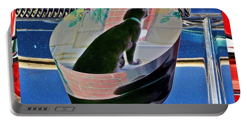 Cats Portable Battery Charger featuring the digital art Cat as a cylinder by Karl Rose