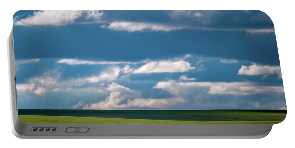 Cattle Portable Battery Charger featuring the photograph Cattle on the Flint Hills Prairie by Jeff Phillippi