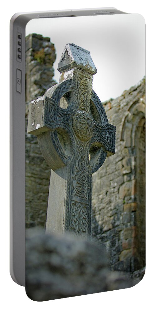 Celtic Portable Battery Charger featuring the photograph Celtic Cross in Ireland by Mark Duehmig