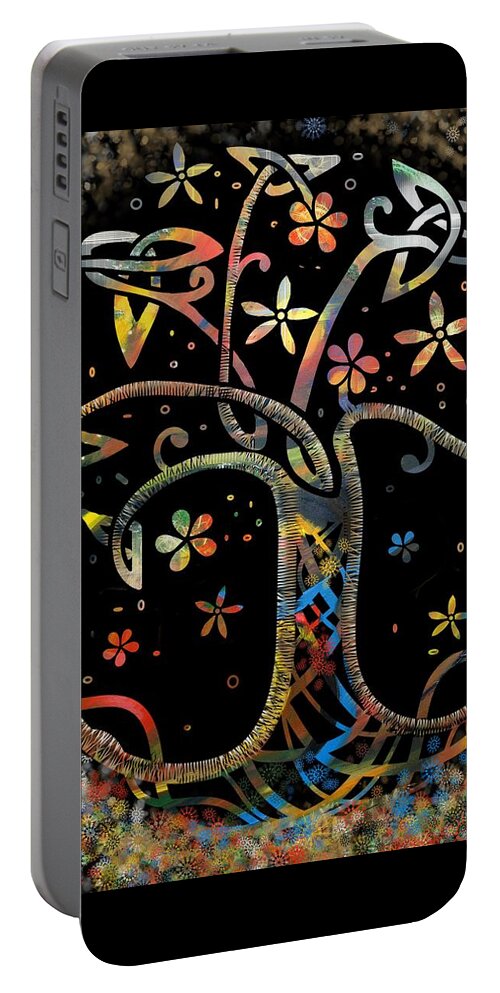 Tree Of Life Portable Battery Charger featuring the drawing Celtic Tree of Life by Joan Stratton