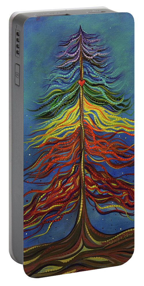 Chakras Portable Battery Charger featuring the painting Chakra Moon by Deborha Kerr