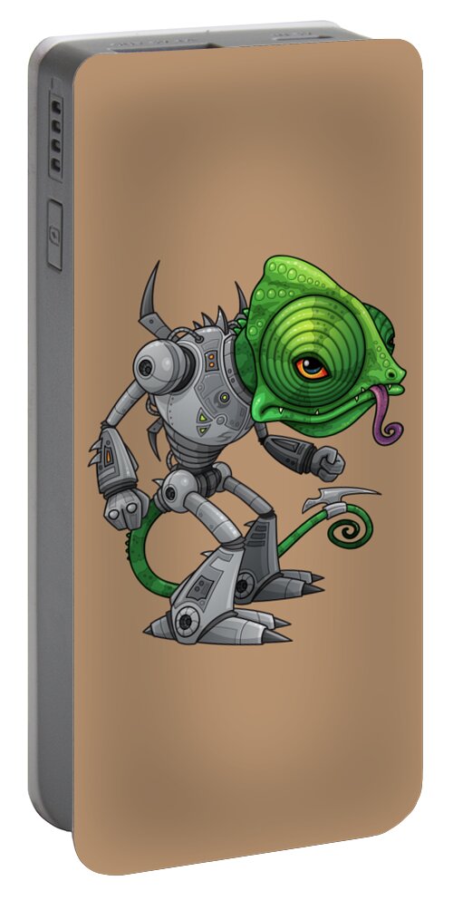 Lizard Portable Battery Charger featuring the digital art Chameleozoid by John Schwegel