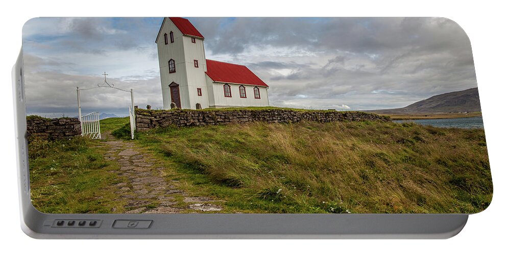 Church Portable Battery Charger featuring the photograph Chapel of Iceland by David Letts