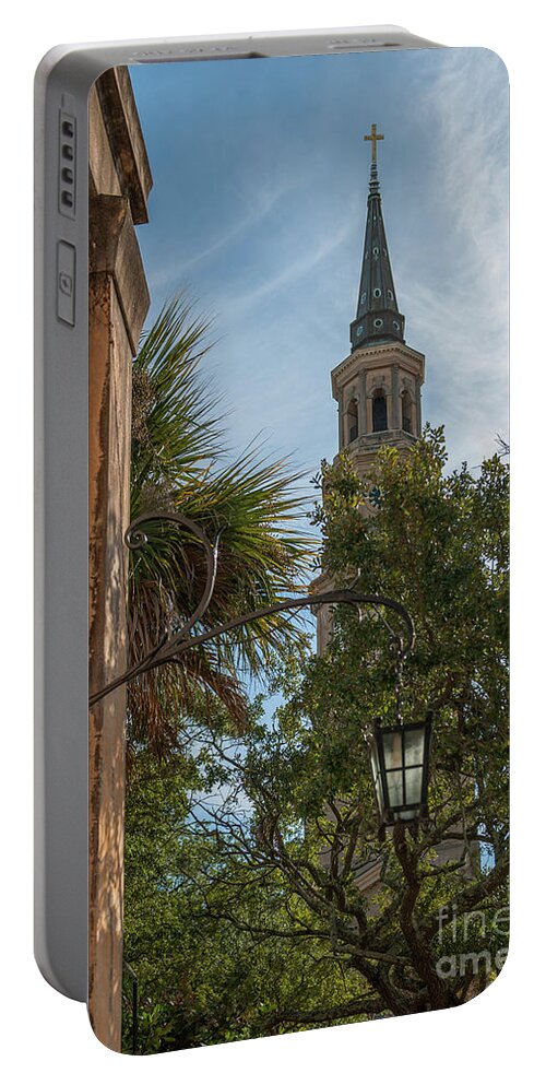 Lamp Portable Battery Charger featuring the photograph Charleston - St. Phillip's Church by Dale Powell