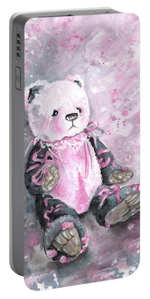 Teddy Portable Battery Charger featuring the painting Charlie Bear Sylvia by Miki De Goodaboom
