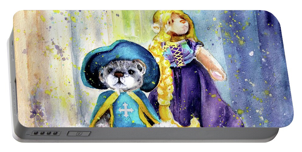 Teddy Portable Battery Charger featuring the painting Charlie Bears Faux Pas And Princess by Miki De Goodaboom