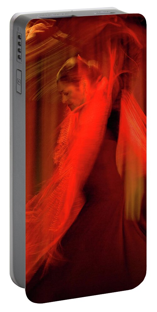Spanish Flamenco Dance Songs Singing Costumes Despair Joy Pride Portable Battery Charger featuring the photograph Charo by Catherine Sobredo