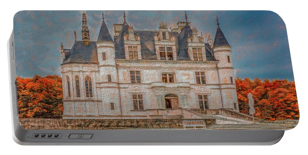 France Portable Battery Charger featuring the photograph Chateau Chenonceau in Fall by Marcy Wielfaert