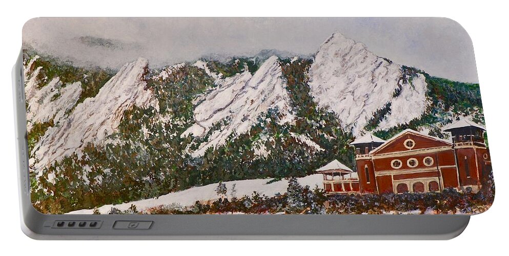 Chautauqua Portable Battery Charger featuring the painting Chautauqua - Winter, Late Afternoon by Tom Roderick