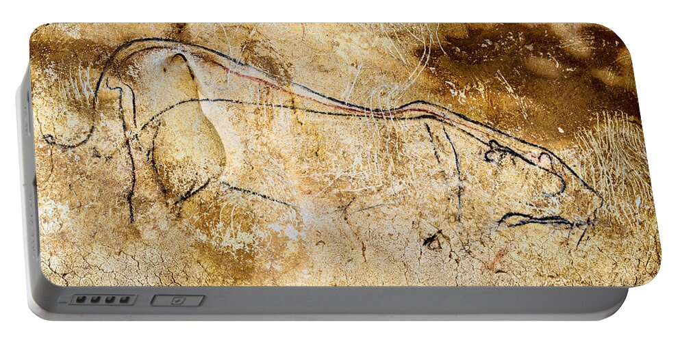 Chauvet Cave Lions Portable Battery Charger featuring the digital art Chauvet Cave lions courting by Weston Westmoreland