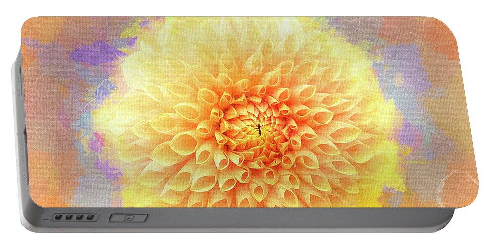 Mona Stut Portable Battery Charger featuring the digital art Cheery Dahlia Beauty by Mona Stut