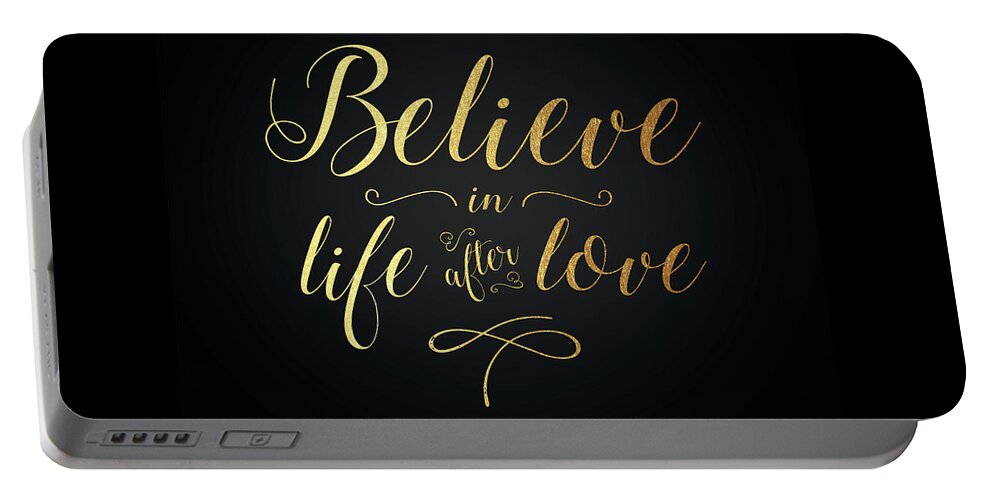 Cher Portable Battery Charger featuring the digital art Cher - Believe Gold Foil by Cher Style