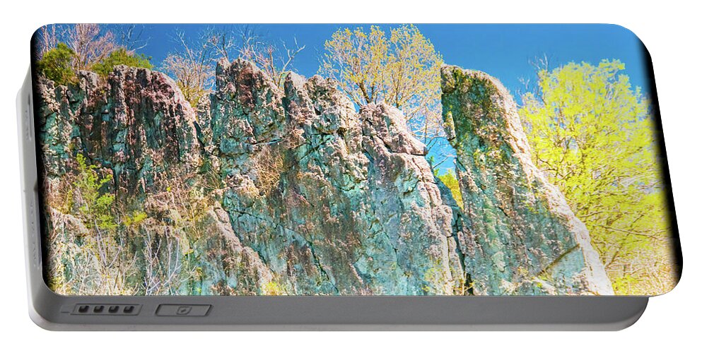 Rocks Portable Battery Charger featuring the photograph Chimney_Rock_Broadway by Allen Nice-Webb