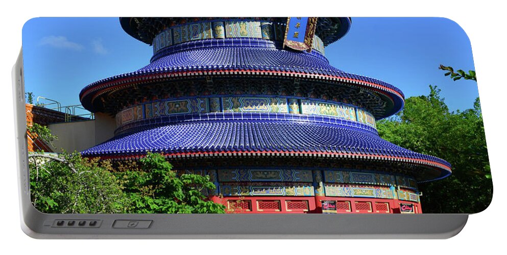China Portable Battery Charger featuring the photograph China at Epcot poster work A by David Lee Thompson