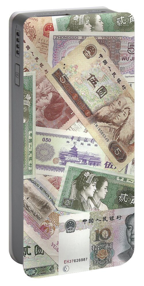 China Portable Battery Charger featuring the photograph China yuan and renmin bills by Steve Estvanik