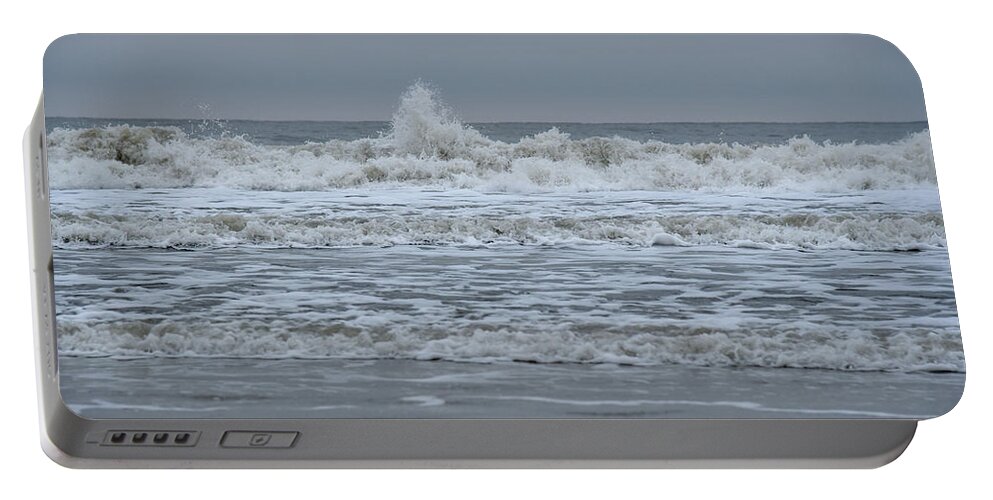 Surf Portable Battery Charger featuring the photograph Choppy Surf on the Atlantic by Dennis Schmidt