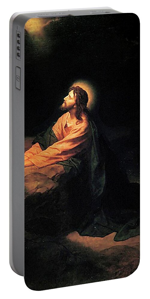 Heinrich Hofmann Portable Battery Charger featuring the painting Christ in Gethsemane by Heinrich Hofmann