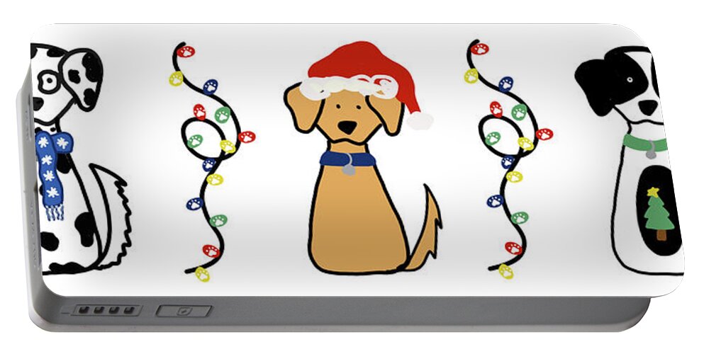 Christmas Portable Battery Charger featuring the mixed media Christmas Dogs I by Melanie Torres