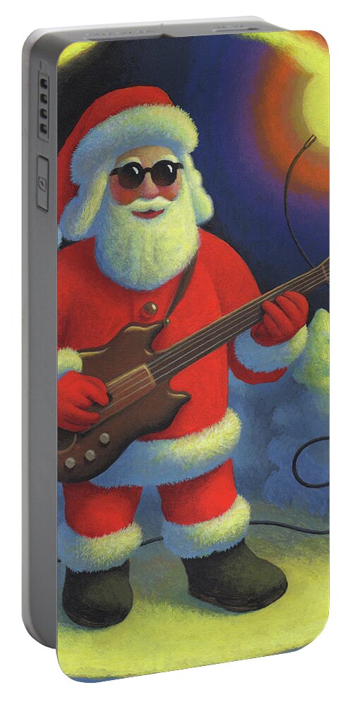 Santa Jerry Garcia Chris Miles Guitar Portable Battery Charger featuring the painting Christmas Harmony by Chris Miles