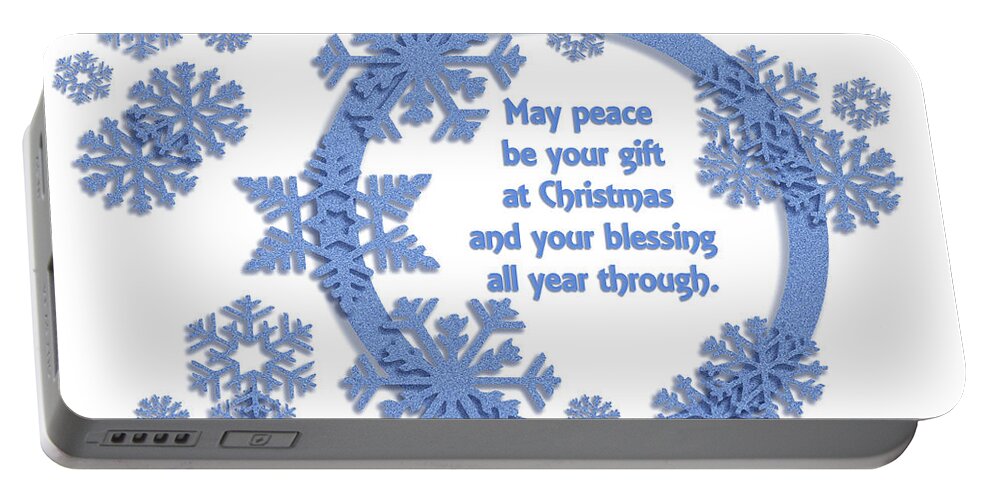 Christmas Greeting Portable Battery Charger featuring the digital art Christmas - May Peace Be Your Gift by Leslie Montgomery