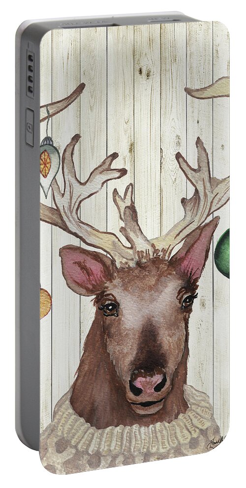 Christmas Portable Battery Charger featuring the painting Christmas Reindeer II by Elizabeth Medley