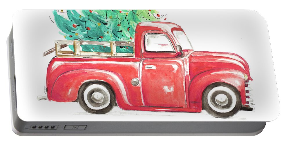 Christmas Portable Battery Charger featuring the mixed media Christmas Tree Haul I by Patricia Pinto