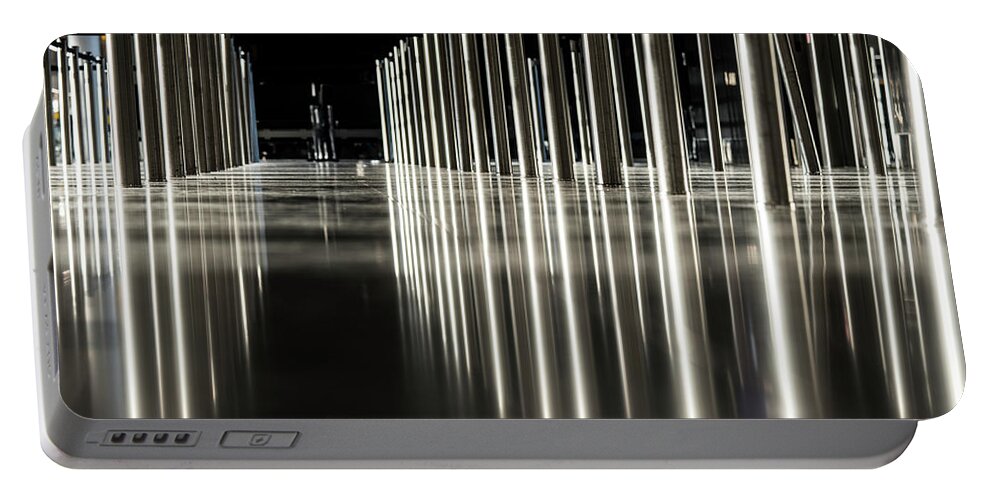 Lines Portable Battery Charger featuring the photograph Chrome Lines by Steve Somerville