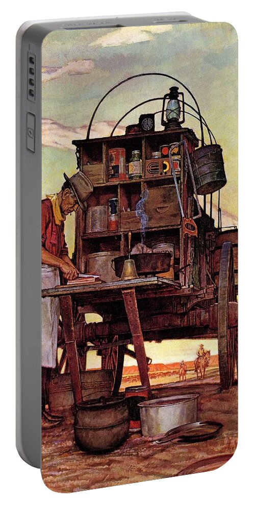 Chuck Wagons Portable Battery Charger featuring the drawing Chuckwagon by Mead Schaeffer