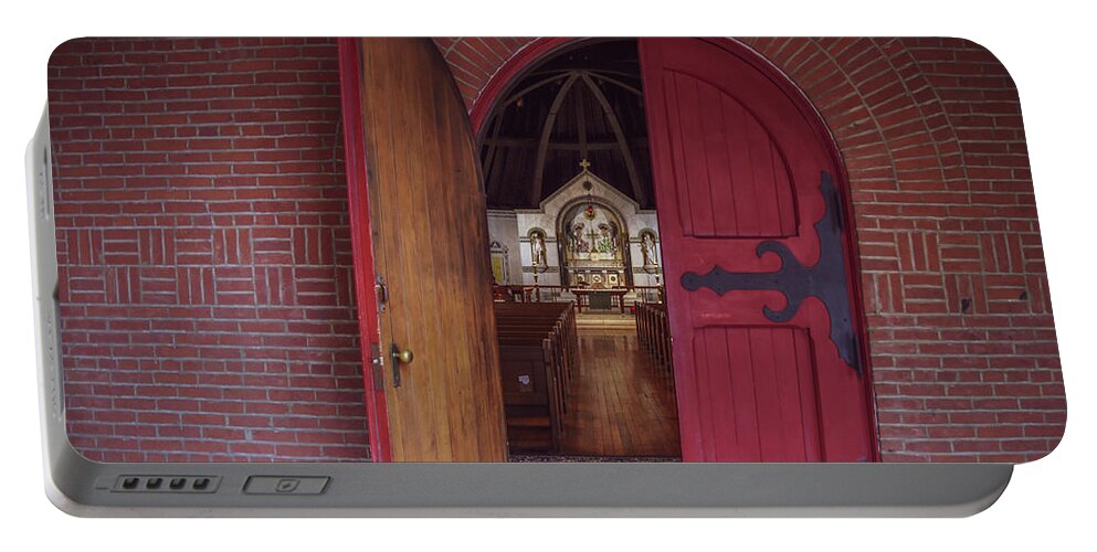 Church Portable Battery Charger featuring the photograph Church Door by Michelle Wittensoldner
