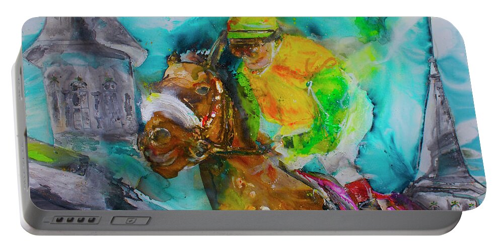 Churchill Downs Portable Battery Charger featuring the painting Churchill by Kasha Ritter