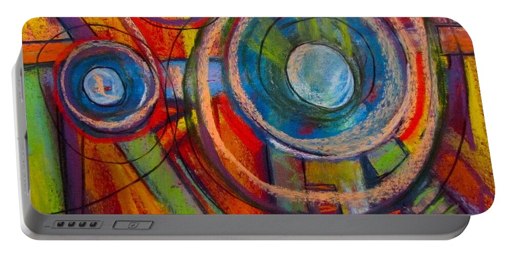 Abstract Portable Battery Charger featuring the pastel Circles in pastel by Barbara O'Toole