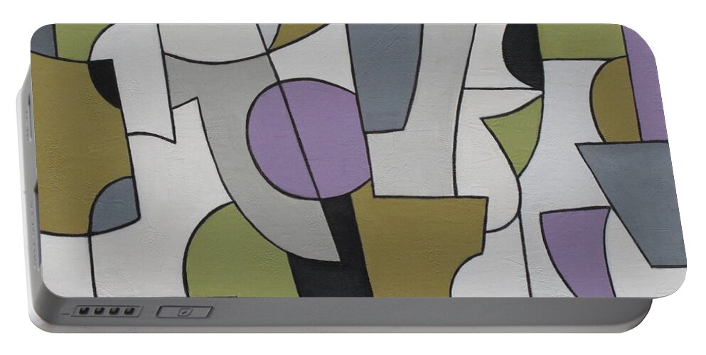 Modern Portable Battery Charger featuring the painting Circuitous by Trish Toro