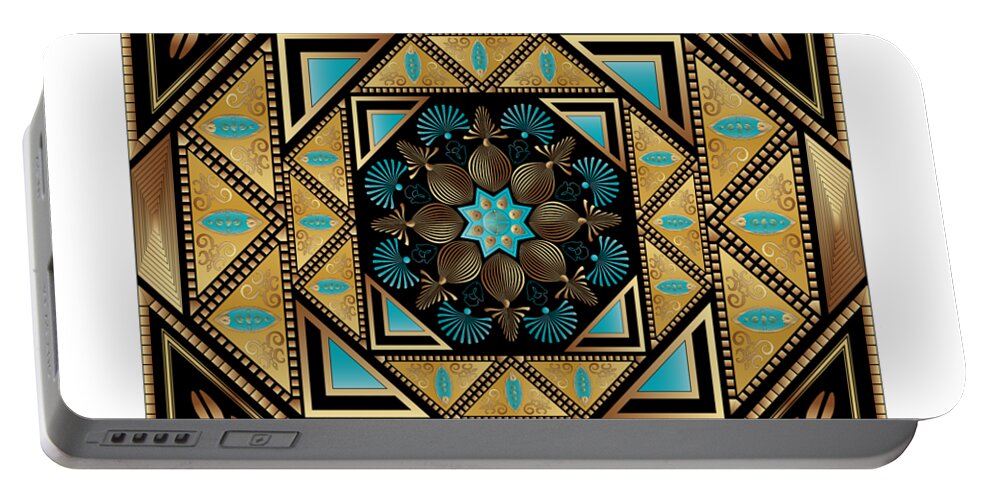 Mandala Graphic Portable Battery Charger featuring the digital art Circumplexical N0 3640 by Alan Bennington