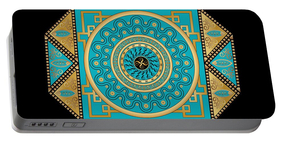 Mandala Portable Battery Charger featuring the digital art Circumplexical No 3557 by Alan Bennington
