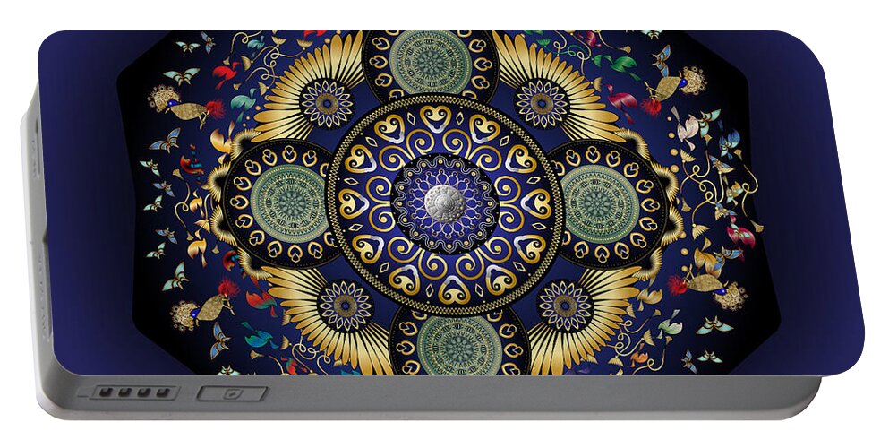 Mandala Portable Battery Charger featuring the digital art Circumplexical No 3798 by Alan Bennington