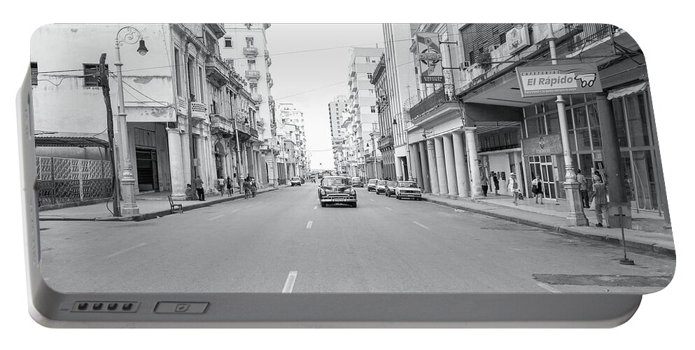 Cuba Portable Battery Charger featuring the photograph City Street, Havana by Mark Duehmig
