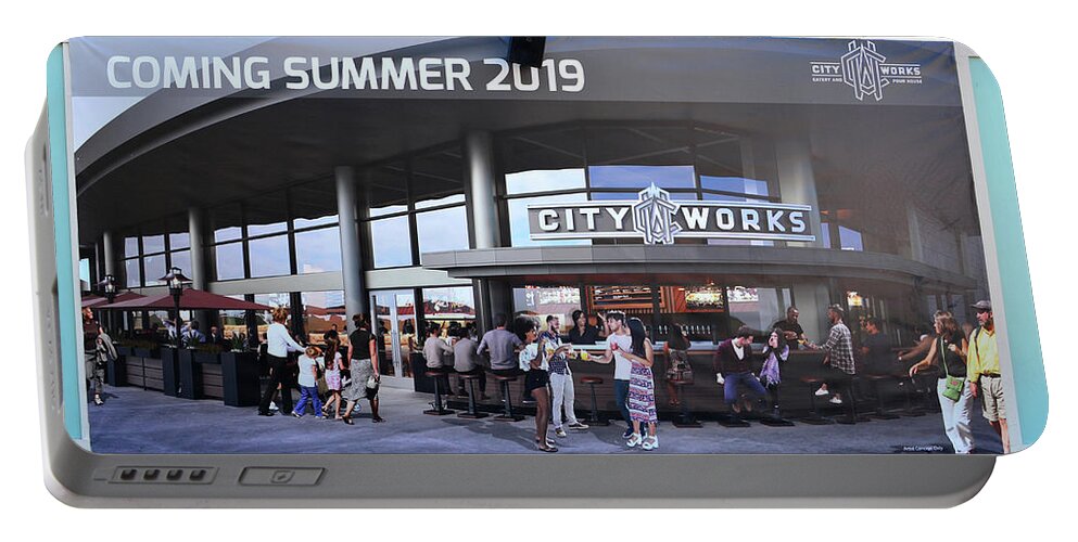 City Works Portable Battery Charger featuring the photograph City Works at Disney Springs FL by David Lee Thompson