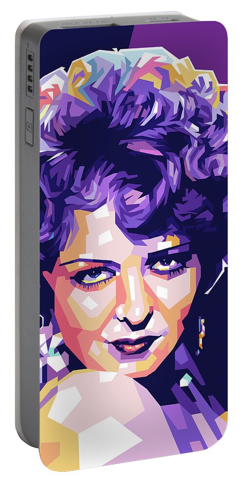 Clara Portable Battery Charger featuring the digital art Clara Bow pop art by Stars on Art